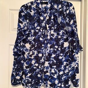 Ralph Lauren Navy and White Floral Blouse